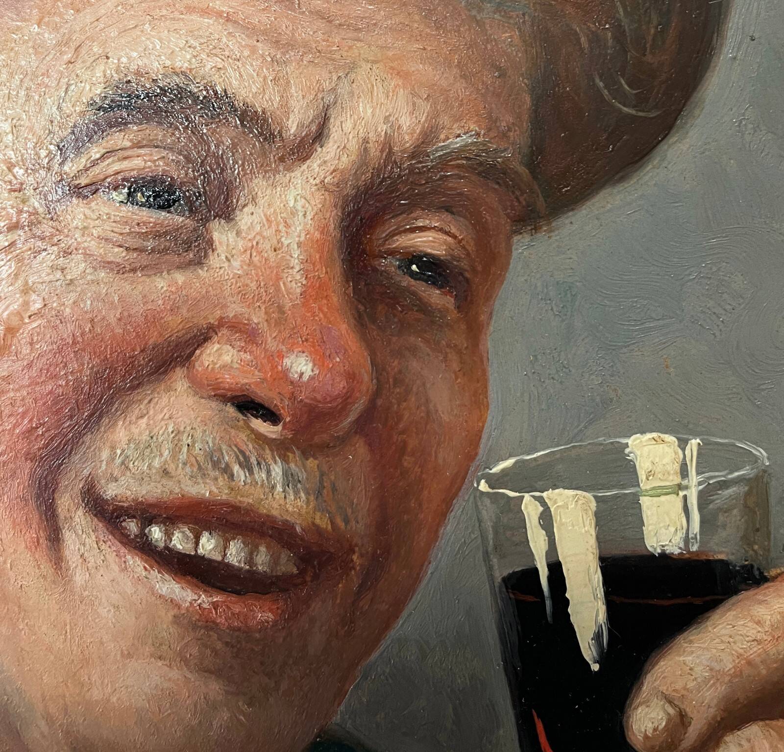 Table HSP L. NOIREAUT (1890-1960) "Laughing man drinking"
