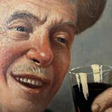 Table HSP L. NOIREAUT (1890-1960) "Laughing man drinking"