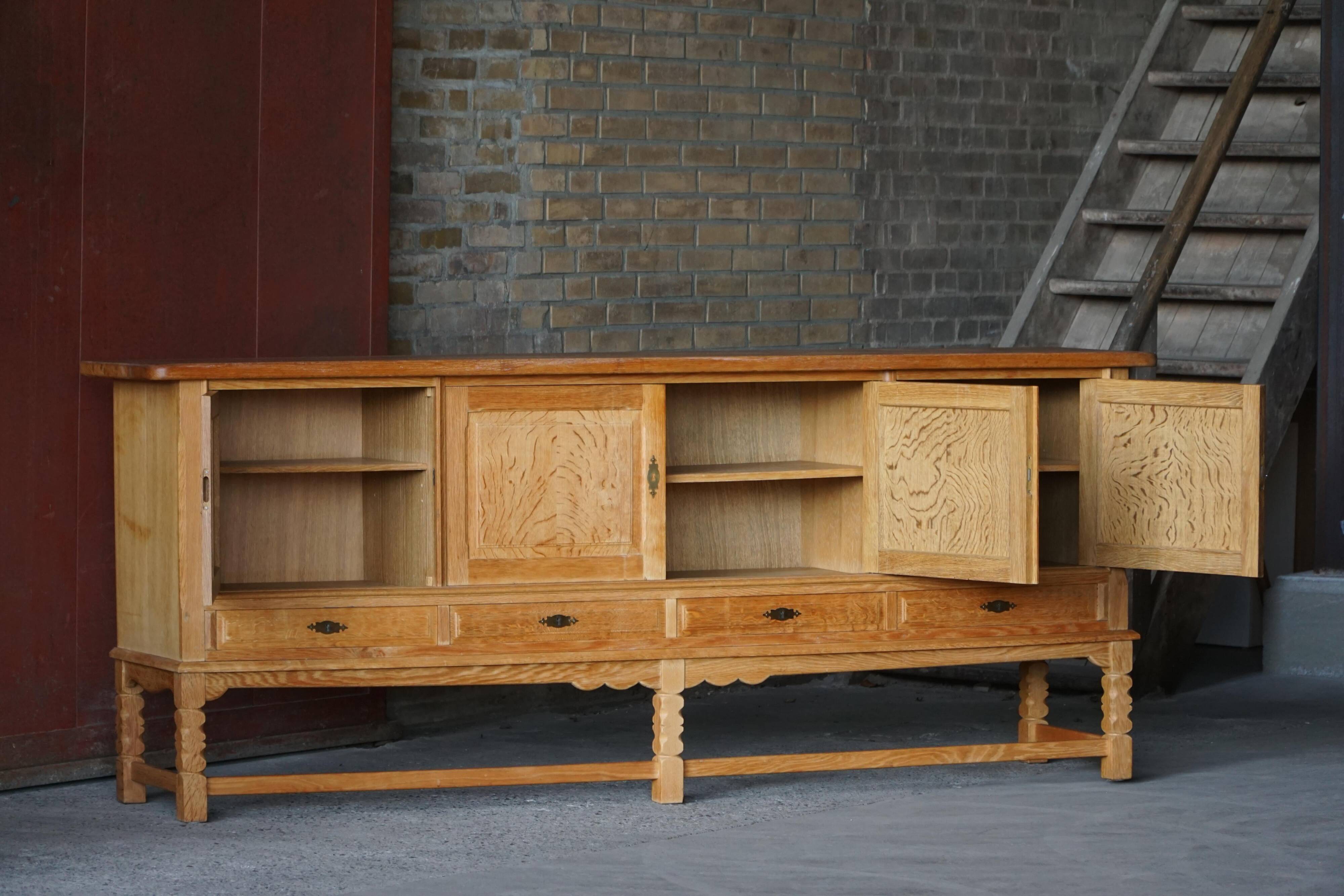Henning Kjærnulf, mid-century Danish brutalist enfilade in oak, 1960s.