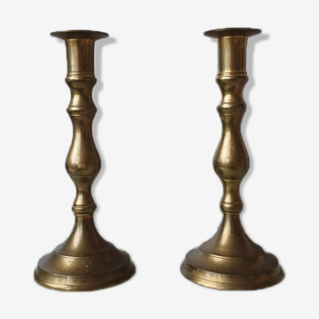 Set of 2 60s brass candlesticks