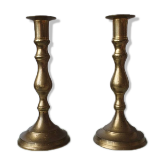 Set of 2 60s brass candlesticks