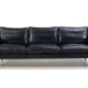 Vintage danish soren holst black leather 3 seater sofa with aluminium legs