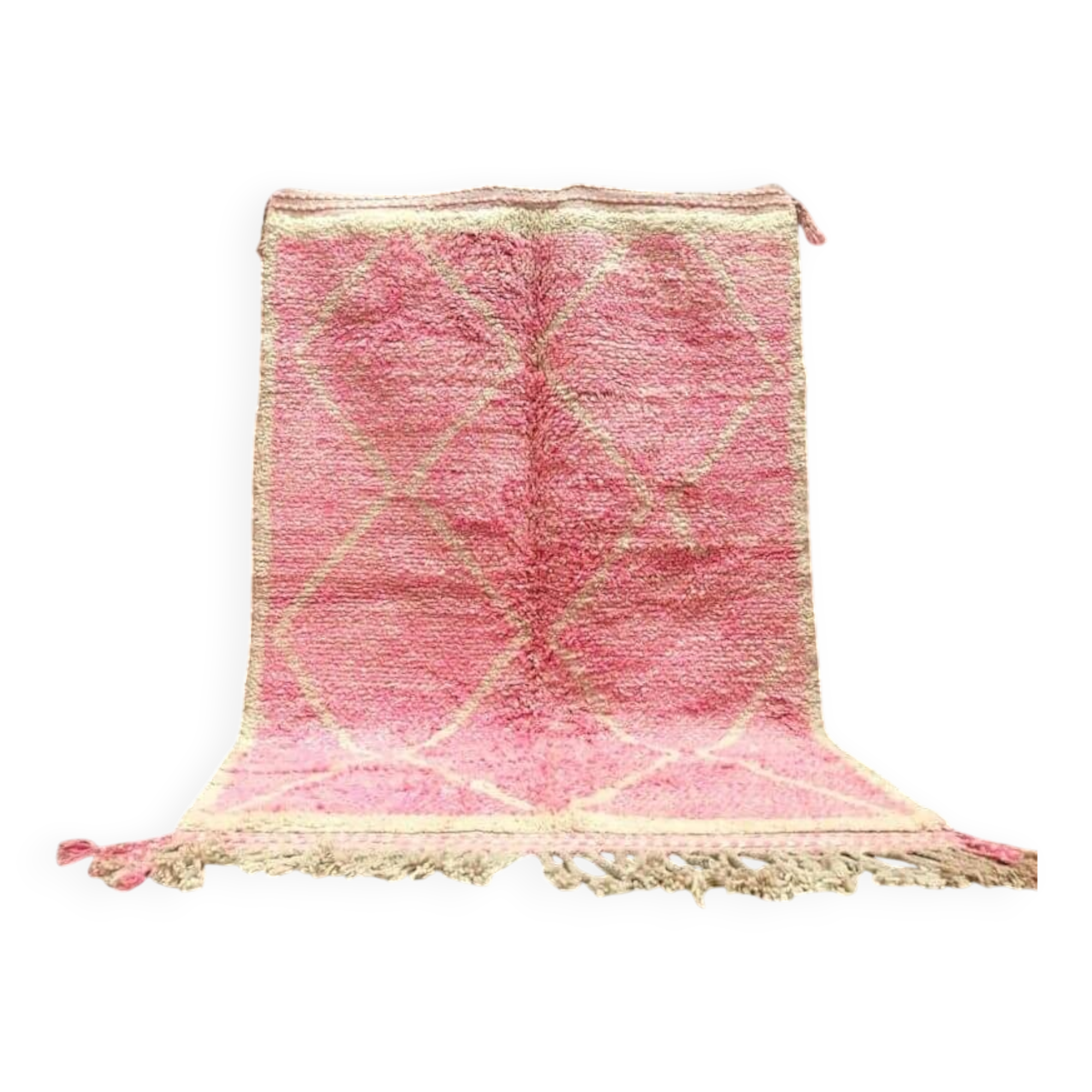 Handmade Moroccan wool rug size 150 x 250 cm pink