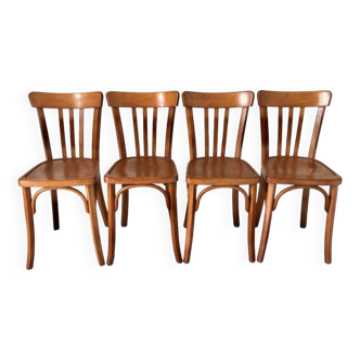 4 chaises bistrot années 50 type Baumann