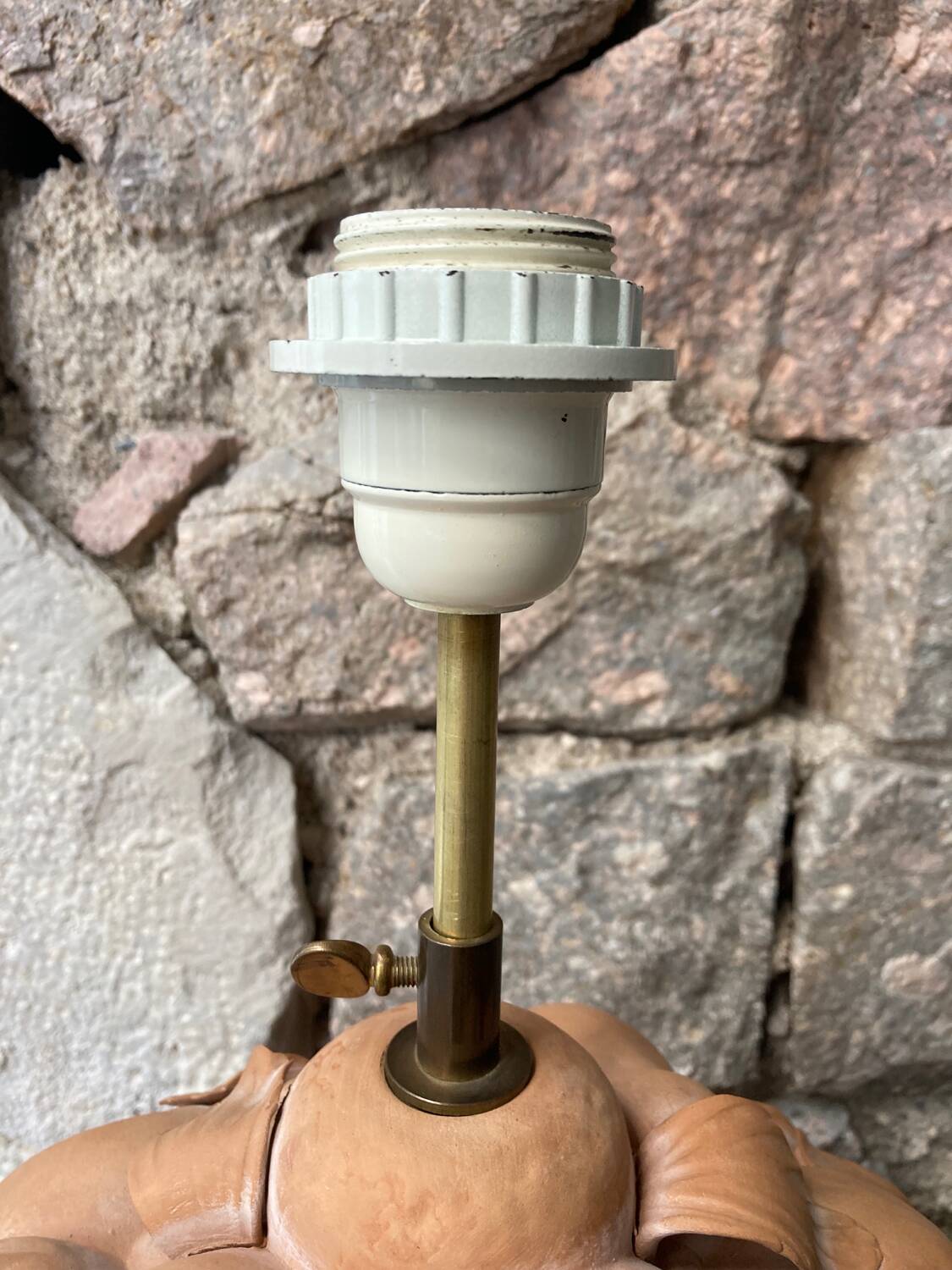 Terracotta “fruit basket” lamp base