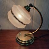 Art deco brass lamp and granite glass
