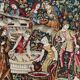 Large medieval wall tapestry "The Grape Harvest" (132x75 cm) 1970
