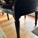 Fauteuil Louis XVI cannage et velours vert foncé