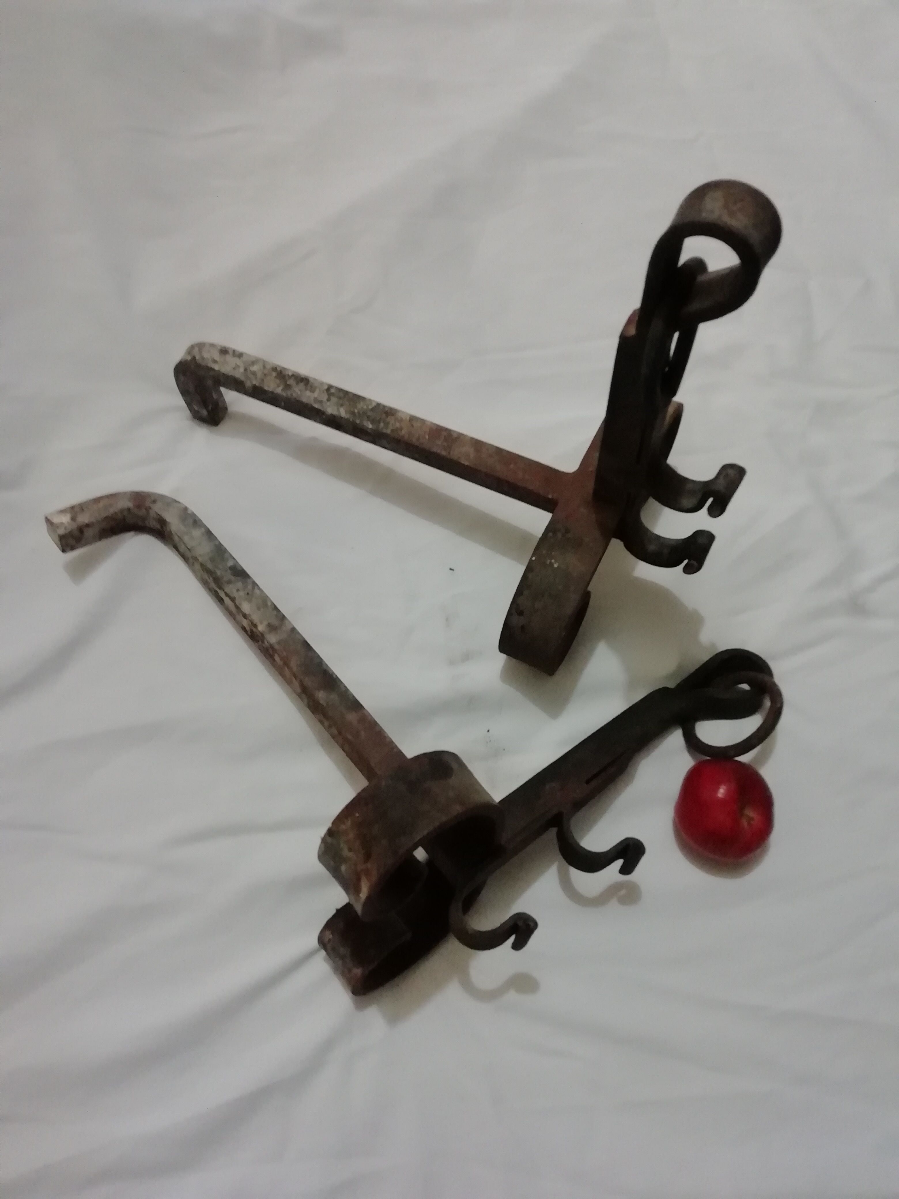 Pair of wrought iron castle channel  20th