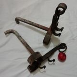 Pair of wrought iron castle channel  20th