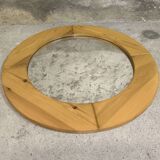 Large round vintage pine mirror