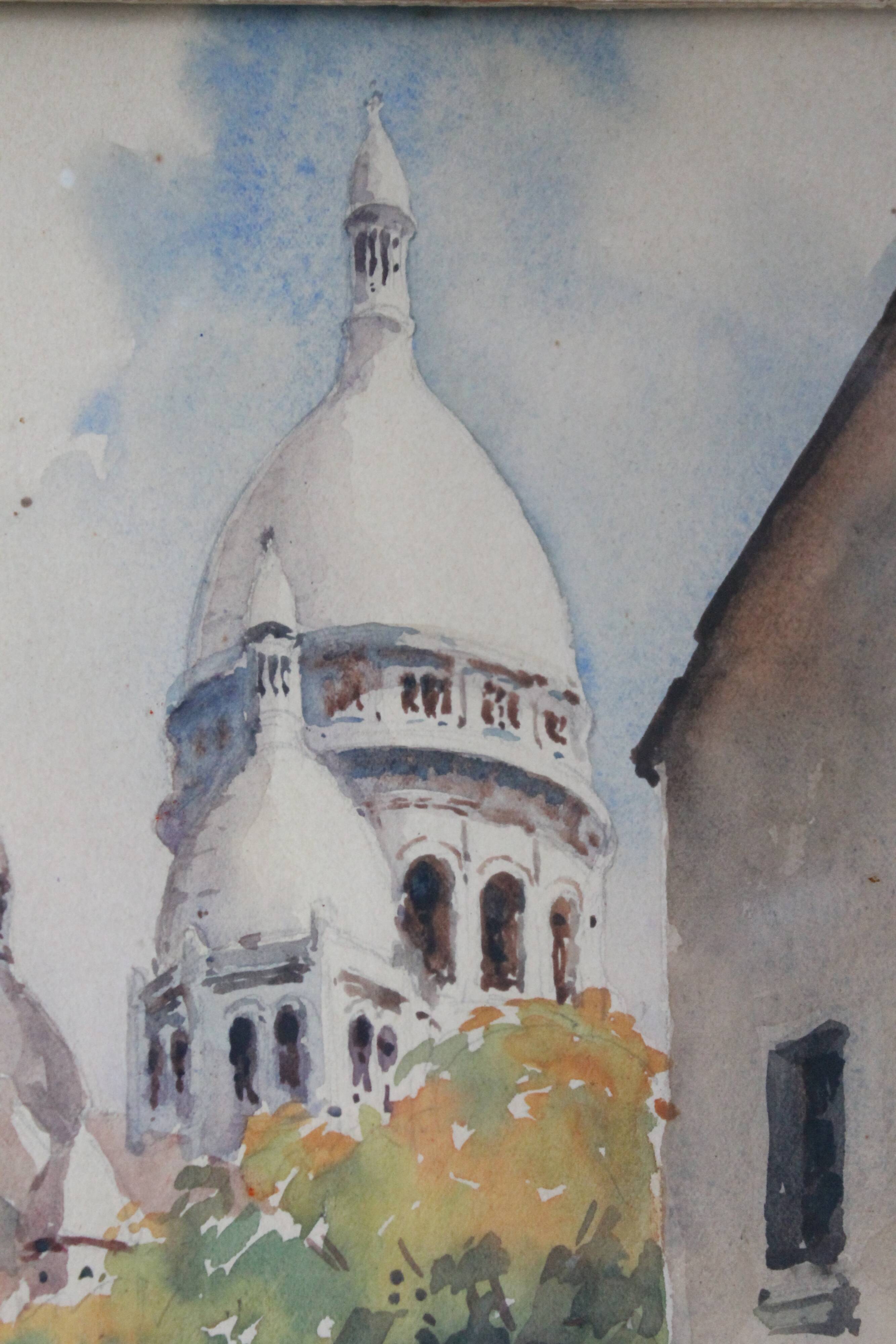 Watercolour "The Sacré-Cœur from Montmartre" by Henri Alexis Schaeffer 1942