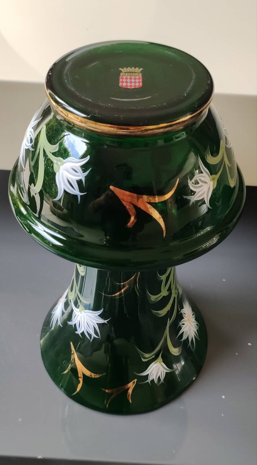 Monaco/Monte Carlo Glassworks vase. Emerald green blown glass