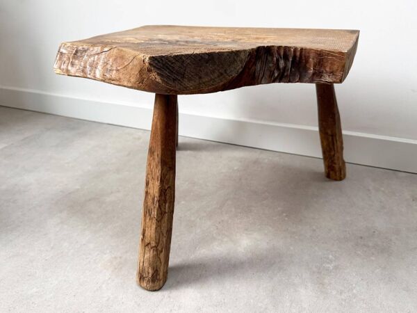 Table d'appoint en tronc d'arbre rustique du milieu du siècle