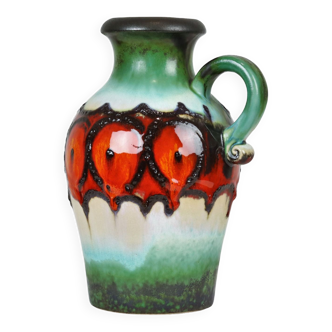 Vase Graisse Lave Turquoise Orange Allemagne de l’Ouest Scheurich 490 25