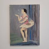 Old vintage painting table star dancer 20th century