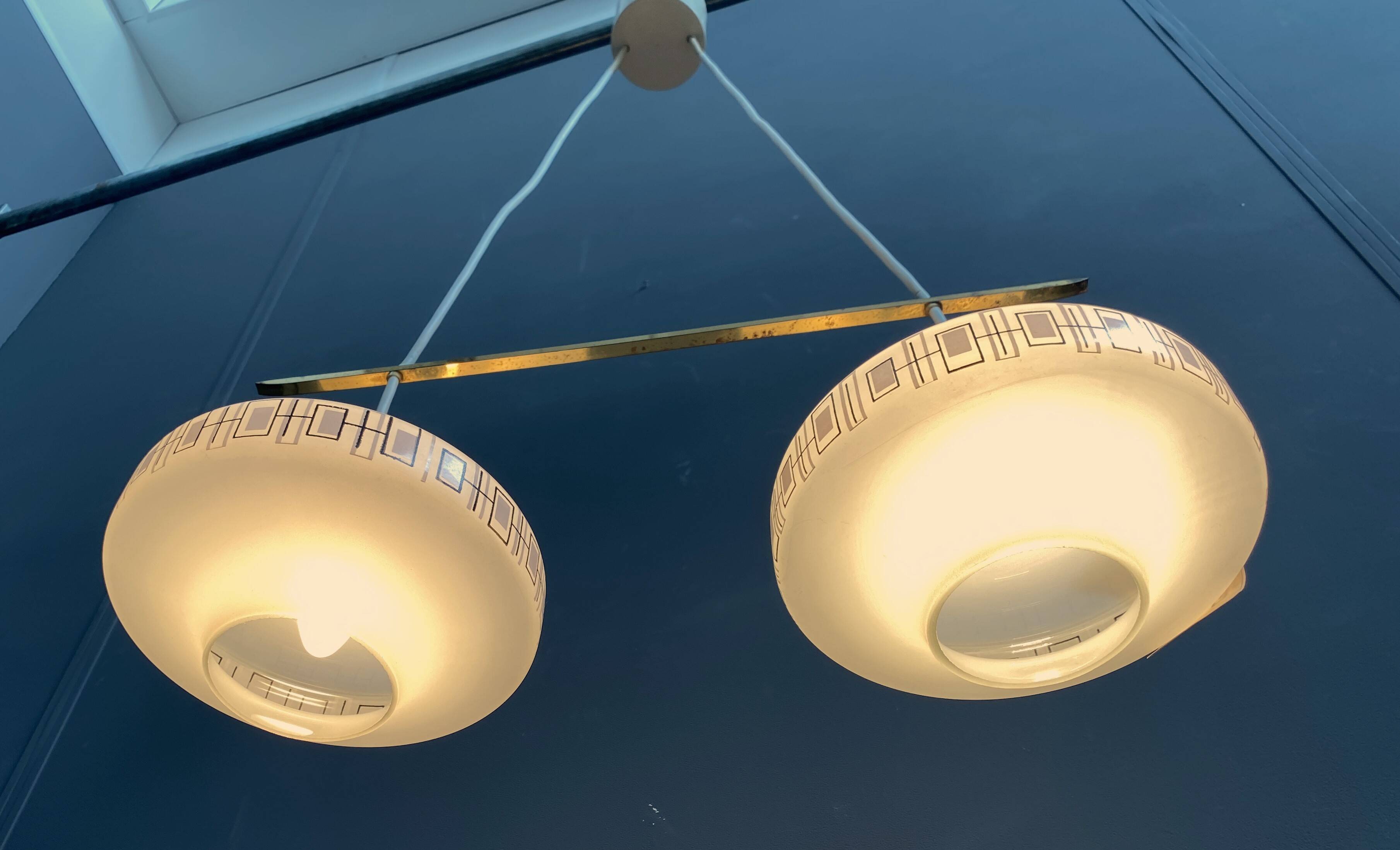 Double glass hanging lamp 1960s
