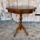 Guéridon Ancien Table Appoint Tripode Bois +  Plateau Marqueterie Vint