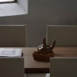 Set of 6 Swedish Grace dining chairs in birch with new upholstery, 1920s.