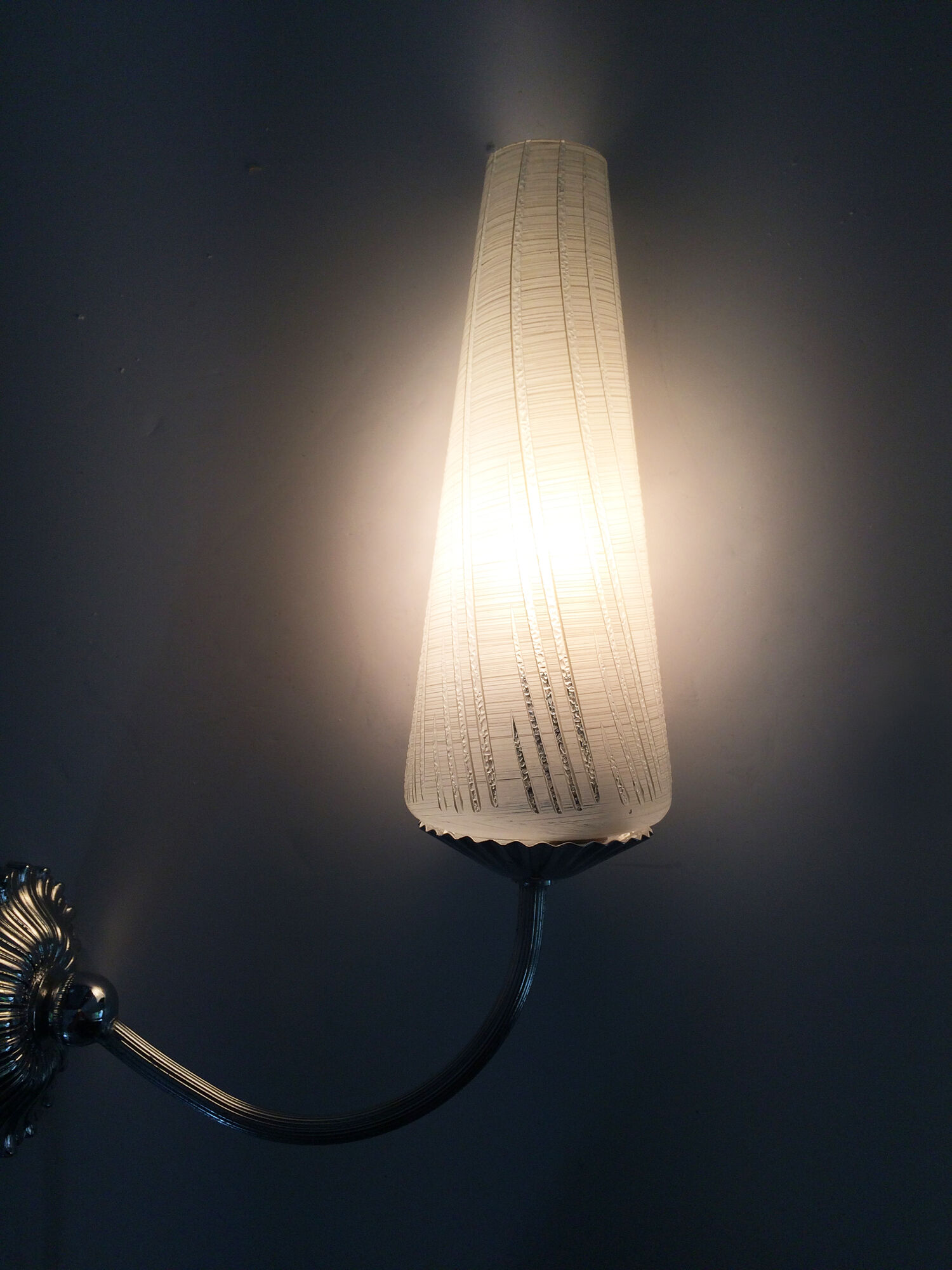 Pair of vintage metal wall sconces with glass tube 1970