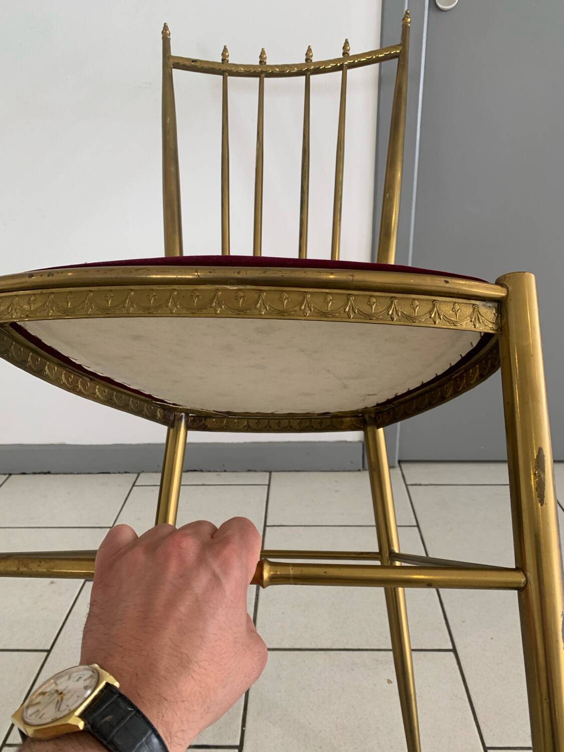 Vintage Chiavari Velvet Chair Circa 1960 Italy