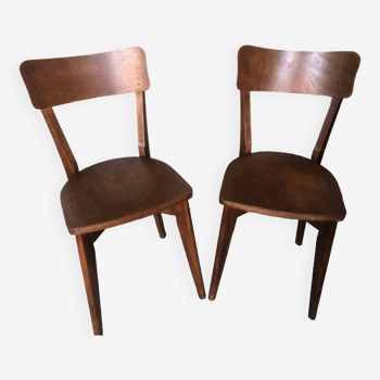 Pair of vintage 60s wooden bistro chairs