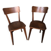 Pair of vintage 60s wooden bistro chairs
