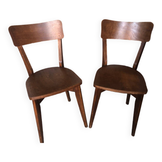 Pair of vintage 60s wooden bistro chairs