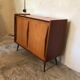 Vintage storage cabinet sliding doors feet compass