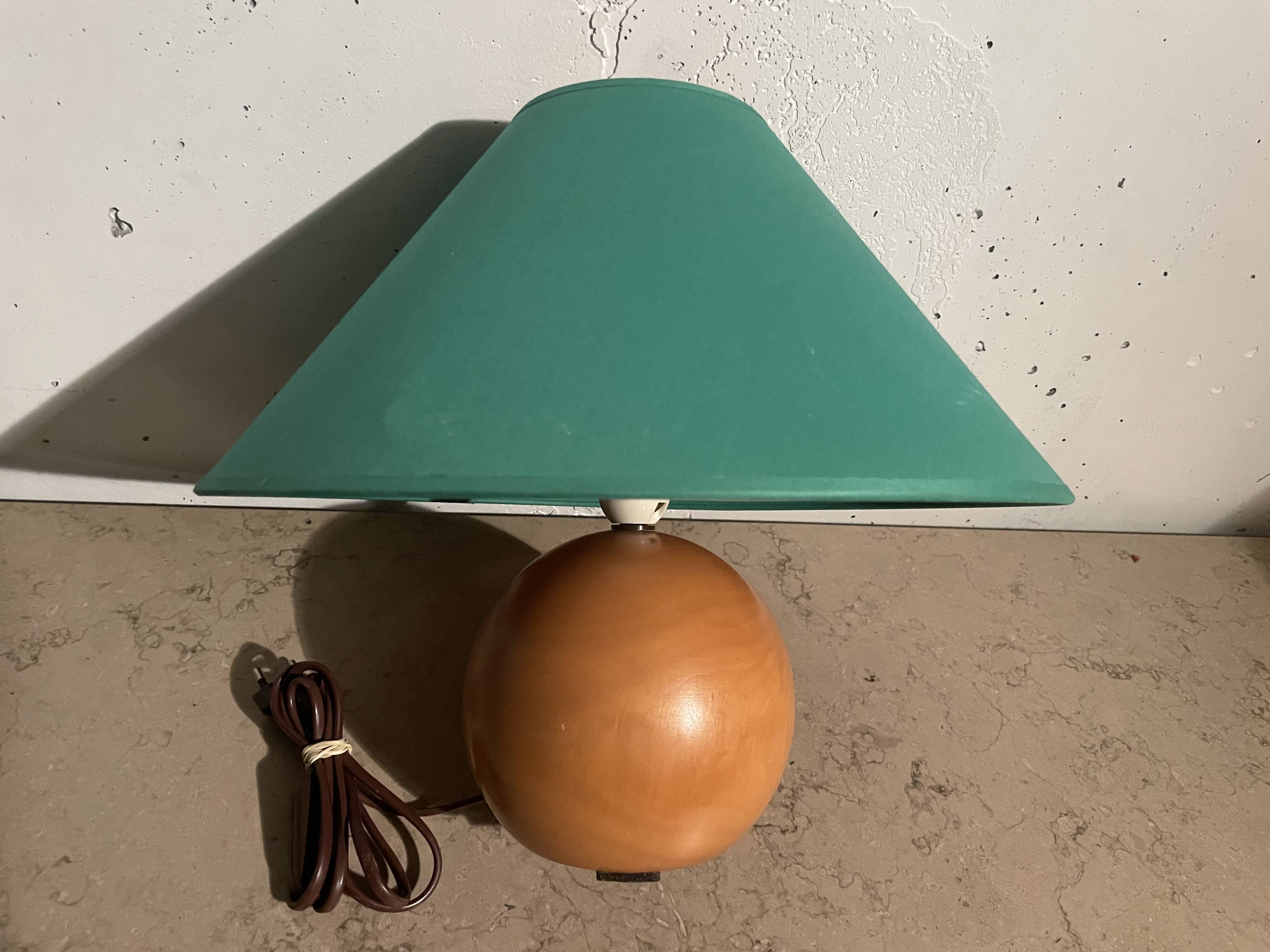 Lampe boule en bois années 80