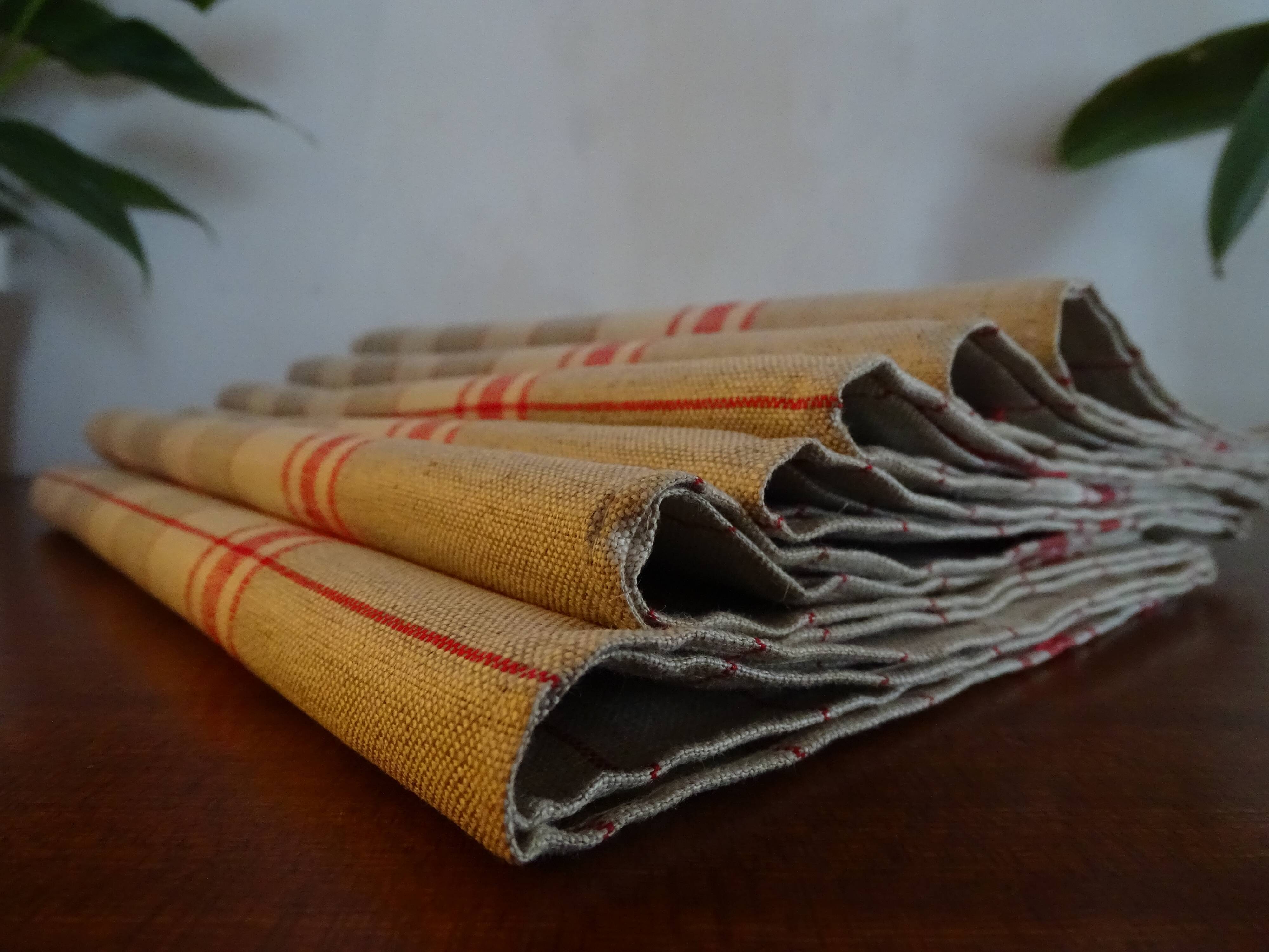 6 antique tea towels vintage cotton Métis 74 x 74