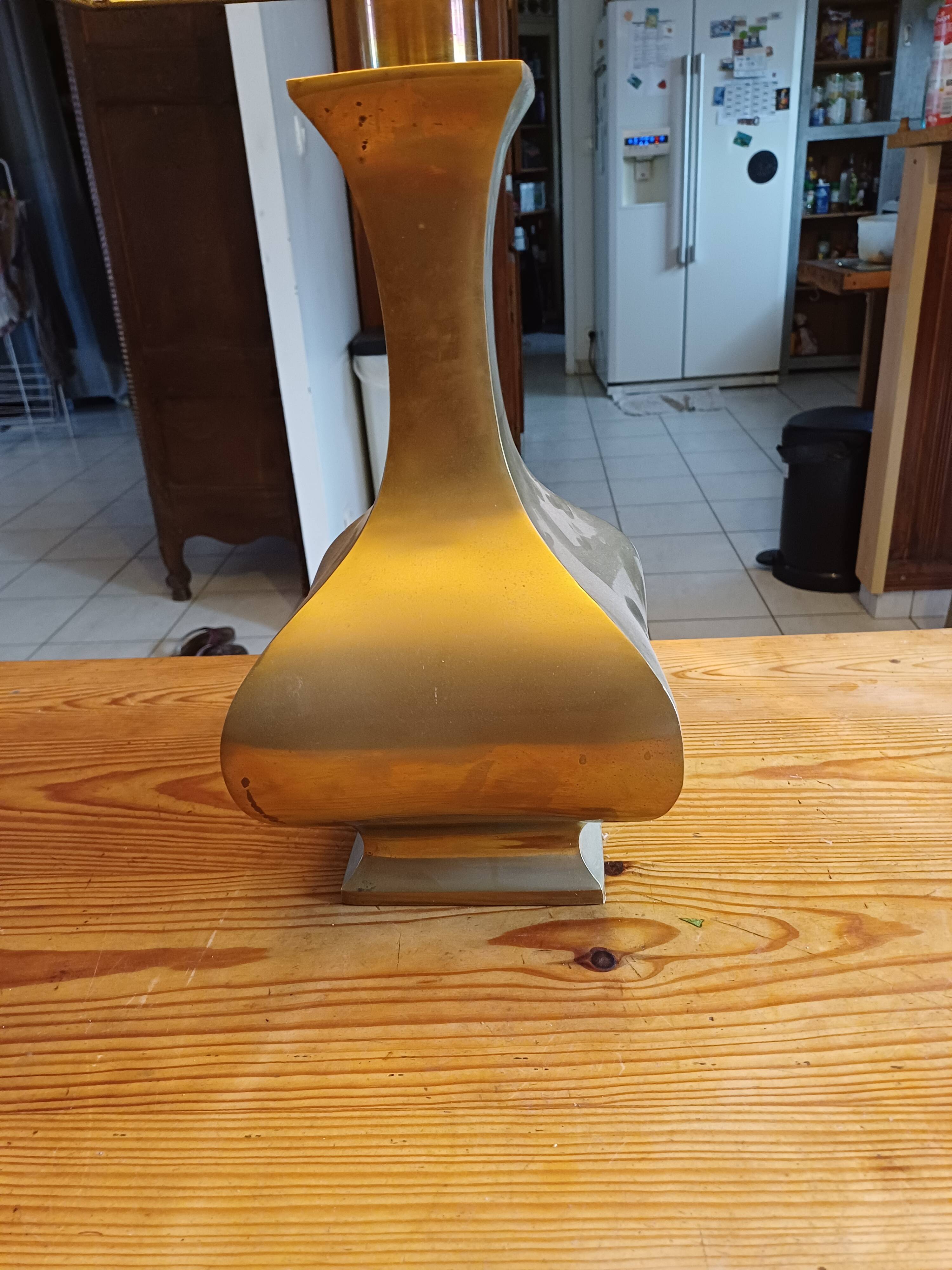 Bronze lamp and dark brown fabric shade