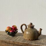 Breton stoneware teapot / vintage glazed ceramic pottery