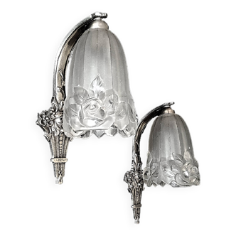 Degue pair of art deco wall lights