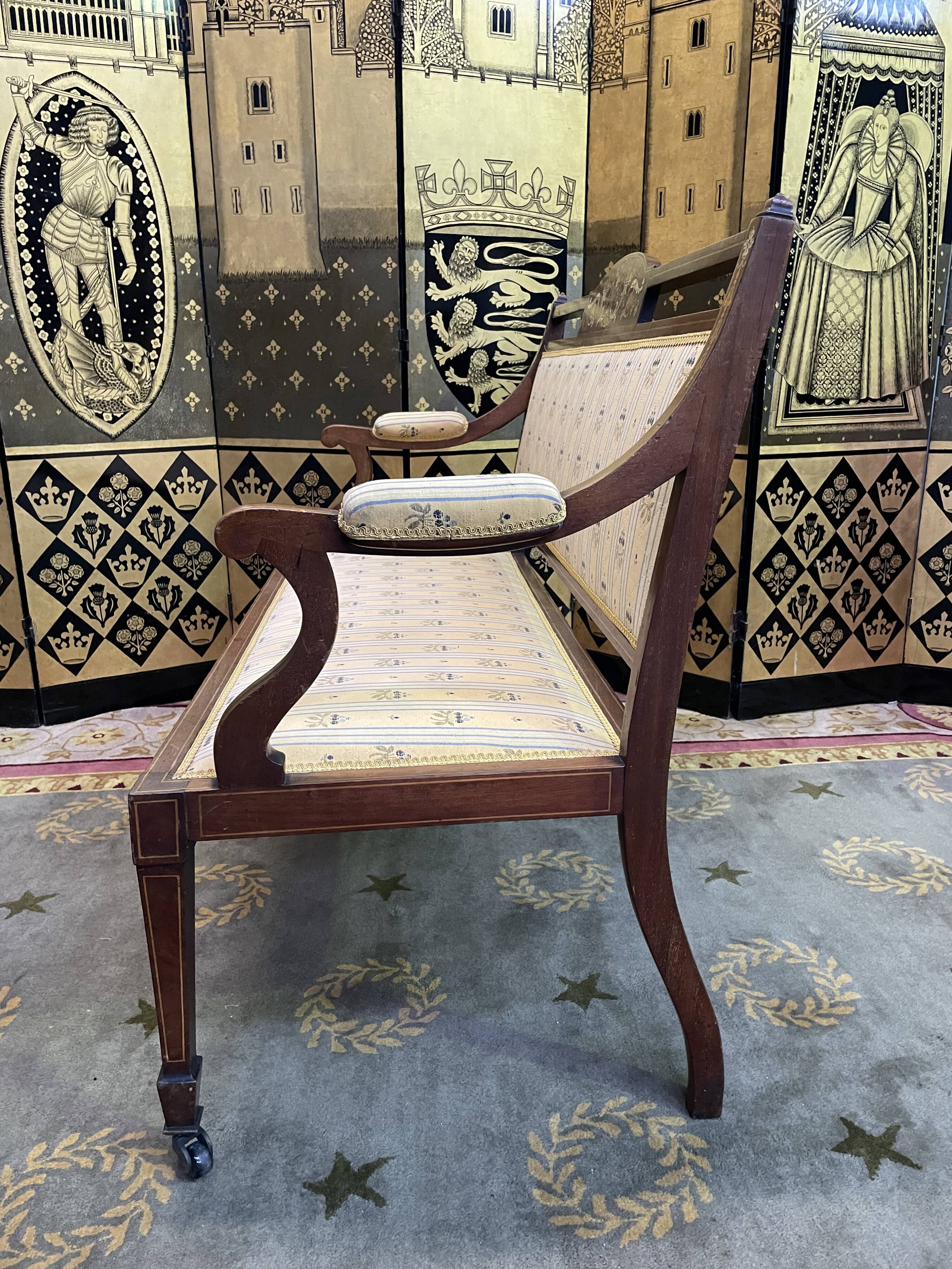 Louis XVI style marquetry bench