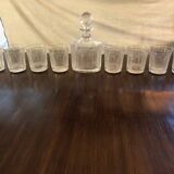 Lalique whisky set comprising its carafe with stopper and 8 "femme a l'antique" glasses