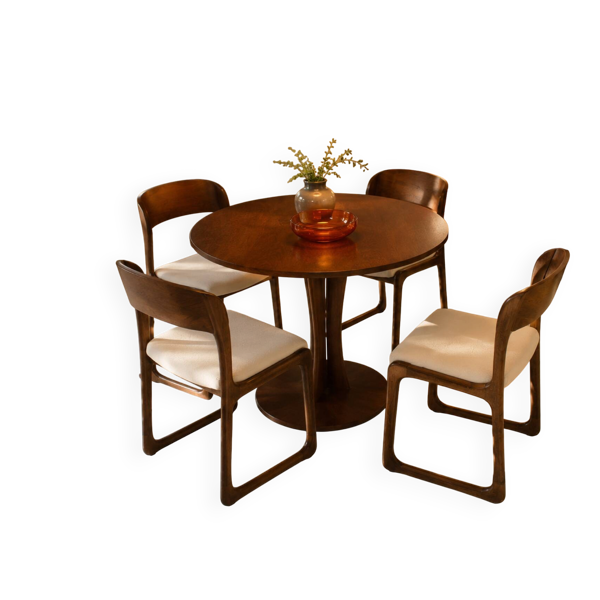 Quatre chaises Baumann traîneau vintage design 1960 1970