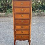 Louis XV transition XVI chest of drawers with 7 drawers in wood and marble