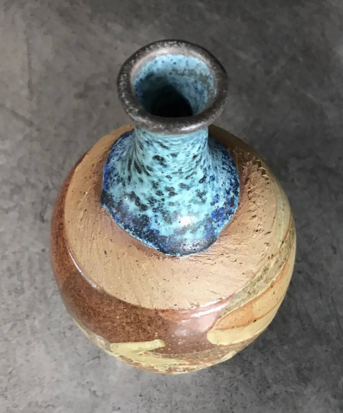 Stoneware vase with effect, unique piece signed by poteries des mostuéjouls
