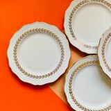 Lot of 6 white and golden vintage plates Poreylor l'Amandinoise France