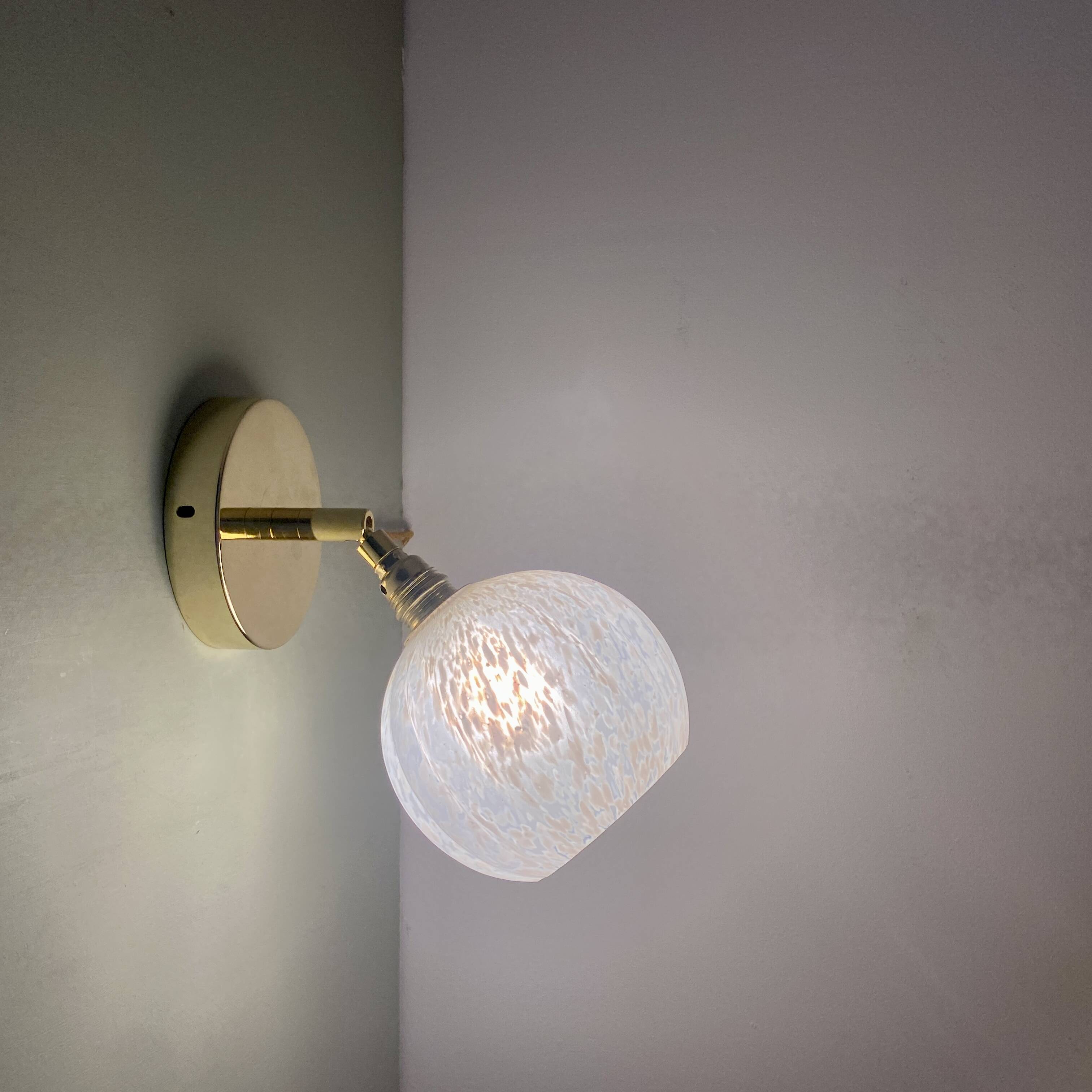 Vintage tulip wall light in white Clichy glass