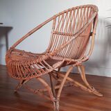 Vintage rattan armchair original shell shape