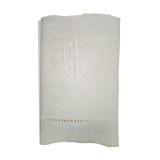 Soft linen sheet Old Embroidered Monogram GL Art deco border day