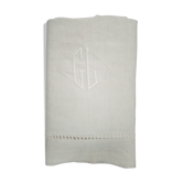 Soft linen sheet Old Embroidered Monogram GL Art deco border day