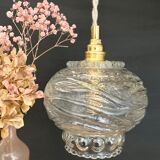 Vintage molded glass globe pendant light