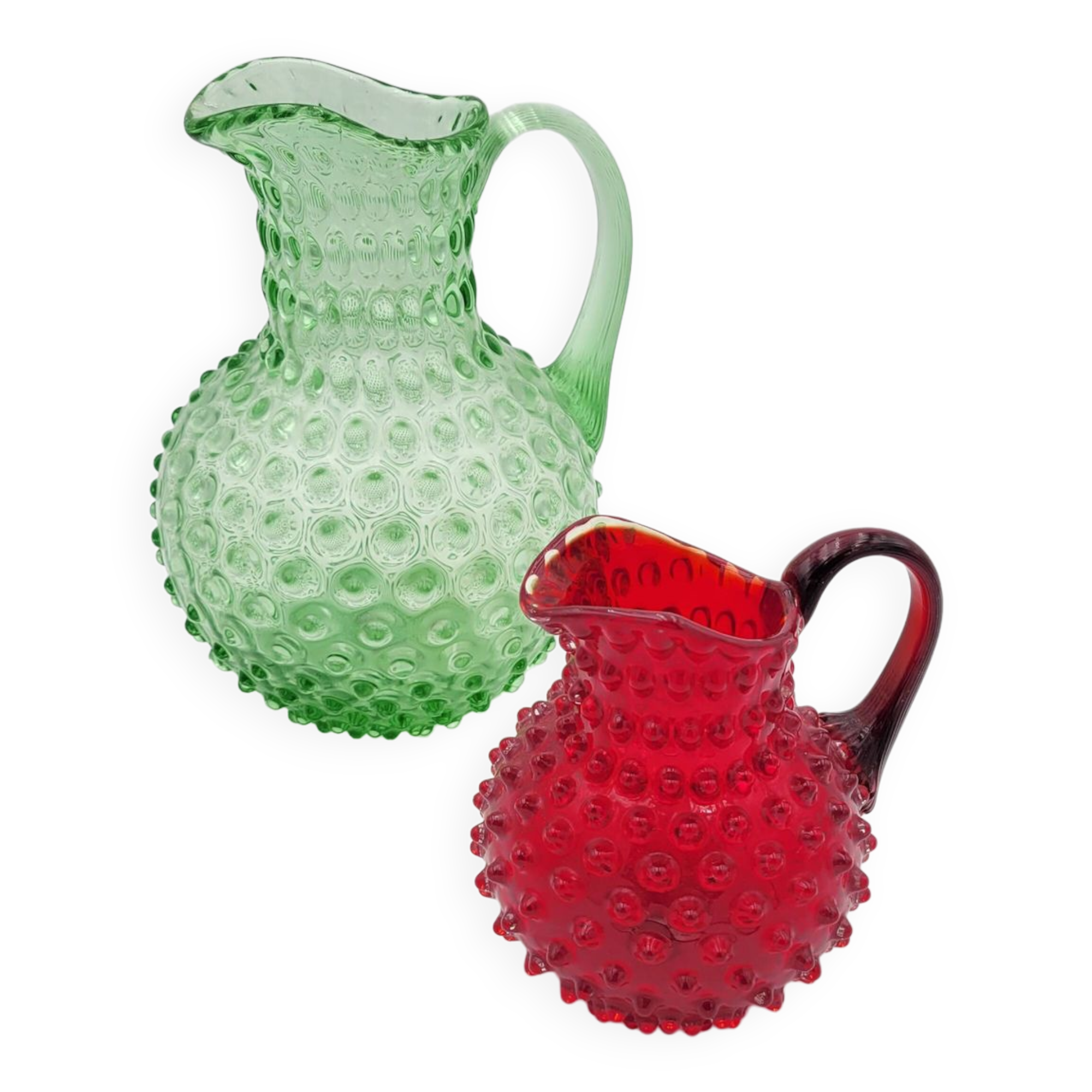 Pair of diamond point decanters