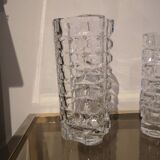 vase triangle verre taillé france J.G. Durand luminarc vintage 1970