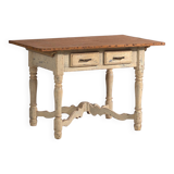 Table ancienne en bois massif blanc (France, vers 1900)