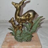 Bookends art deco bronze & marble gazelles