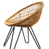 Noordwolde, Dirk van Sliedrecht vintage fifties design rattan chair
